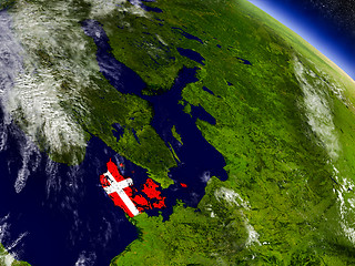 Image showing Denmark with embedded flag on Earth