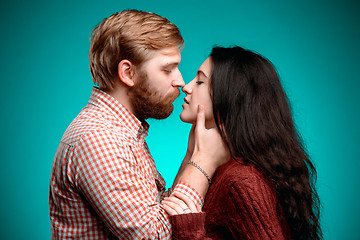 Image showing Young man and woman kissing