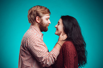 Image showing The embrace of young man and woman