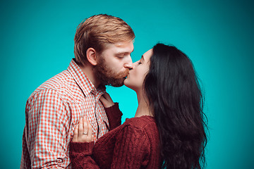 Image showing Young man and woman kissing