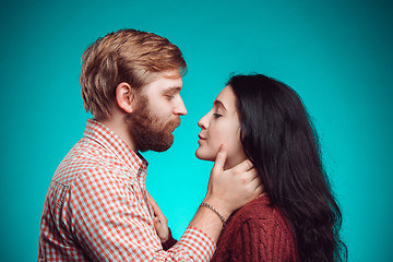 Image showing Young man and woman kissing