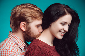 Image showing Young man and woman kissing