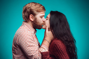 Image showing Young man and woman kissing