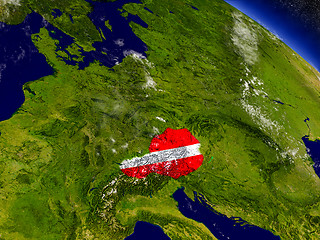 Image showing Austria with embedded flag on Earth