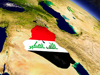 Image showing Iraq with embedded flag on Earth