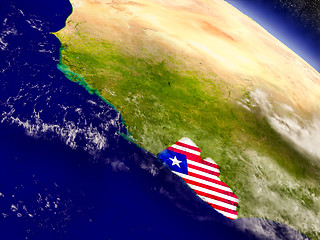 Image showing Liberia with embedded flag on Earth