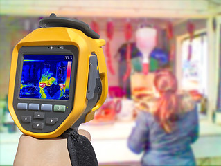 Image showing Recording with Thermal camera street stand selling food