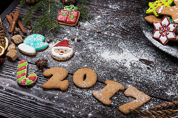 Image showing Different ginger cookies 2017 year