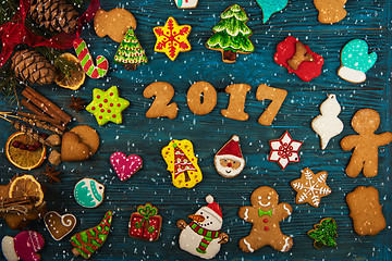 Image showing Different ginger cookies 2017 year