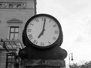 Image showing Ancient clock in Berlin in black and white