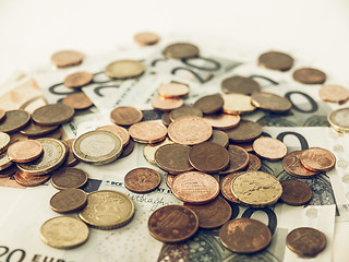 Image showing Vintage Euros coins and notes