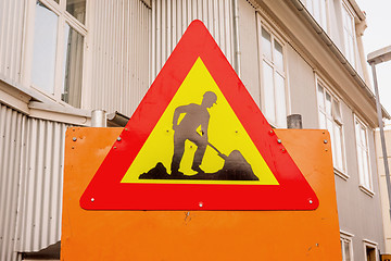 Image showing Under construction sign in a street