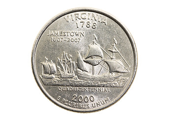 Image showing coin in a quarter of the US dollar