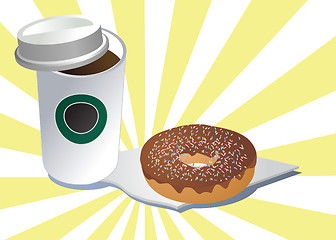 Image showing Coffee and donut
