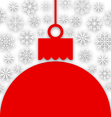 Image showing Snowflake Background with Christmas Paper Ball 