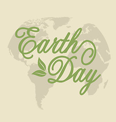 Image showing Background for Earth Day Holiday, Lettering Text. Retro Style