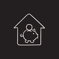 Image showing House savings sketch icon.