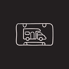 Image showing RV camping sign sketch icon.