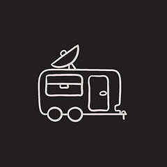 Image showing Caravan with satellite dish sketch icon.