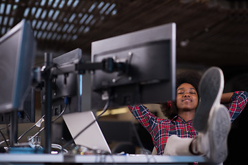 Image showing portrait of a young successful African-American woman in modern 