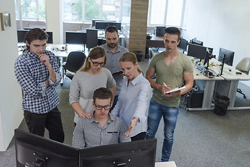 Image showing startup business people group working as team to find solution