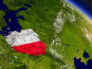 Image showing Poland with embedded flag on Earth