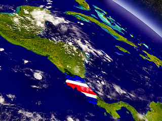 Image showing Costa Rica with embedded flag on Earth