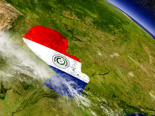 Image showing Paraguay with embedded flag on Earth