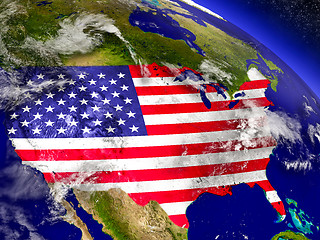 Image showing USA with embedded flag on Earth