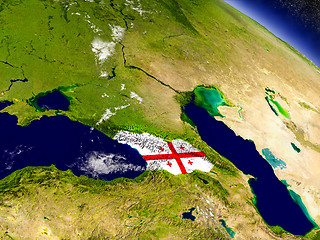 Image showing Georgia with embedded flag on Earth