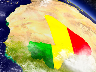 Image showing Mali with embedded flag on Earth