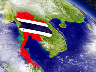 Image showing Thailand with embedded flag on Earth