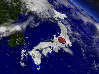 Image showing Japan with embedded flag on Earth