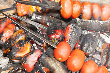 Image showing fried vegetables on a fire