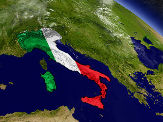 Image showing Italy with embedded flag on Earth