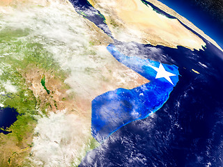 Image showing Somalia with embedded flag on Earth