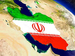 Image showing Iran with embedded flag on Earth