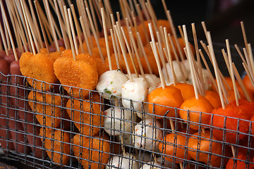 Image showing Street food skewers