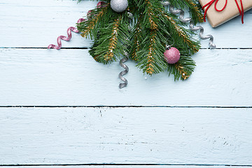 Image showing Background with Christmas branch top