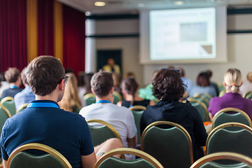 Image showing Audience in lecture hall participating at business conference.