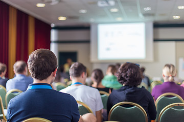 Image showing Audience in lecture hall on scientific conference.