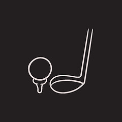 Image showing Golf ball and putter sketch icon.