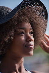 Image showing Close up portrait of a beautiful young african american woman sm