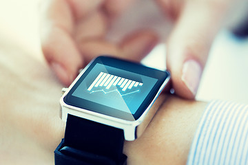 Image showing close up of hands with chart on smartwatch screen