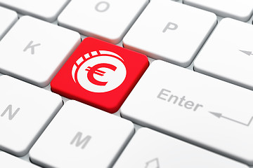 Image showing Banking concept: Euro Coin on computer keyboard background