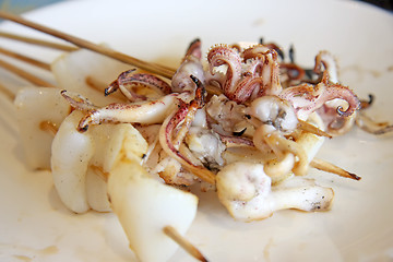 Image showing  Squid skewers