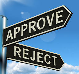 Image showing Approve Reject Signpost Showing Decision To Accept Or Decline