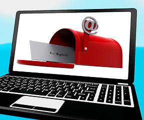 Image showing Mail Box On Notebook Shows Email Inbox