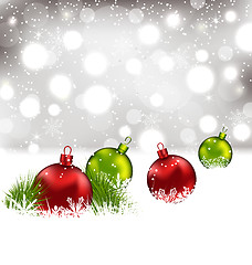 Image showing Christmas winter background with colorful glass balls 