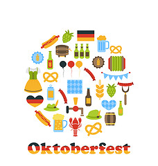 Image showing Oktoberfest Colorful Symbols in Round Frame